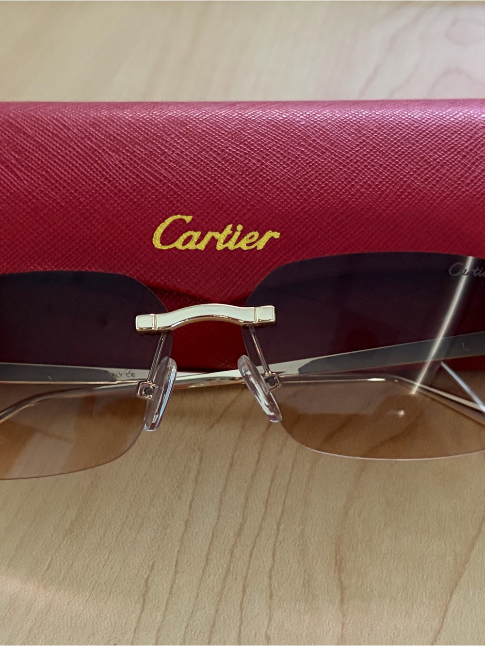 Rimless Gradient Sunglasses - Pink/Brown Lenses